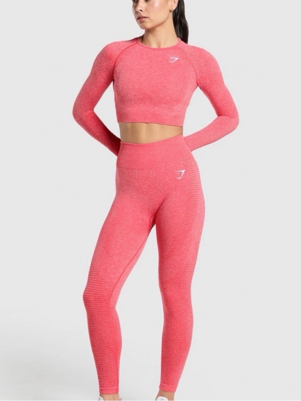 Gymshark Coral Red Seamless Crop Top & Leggings Set